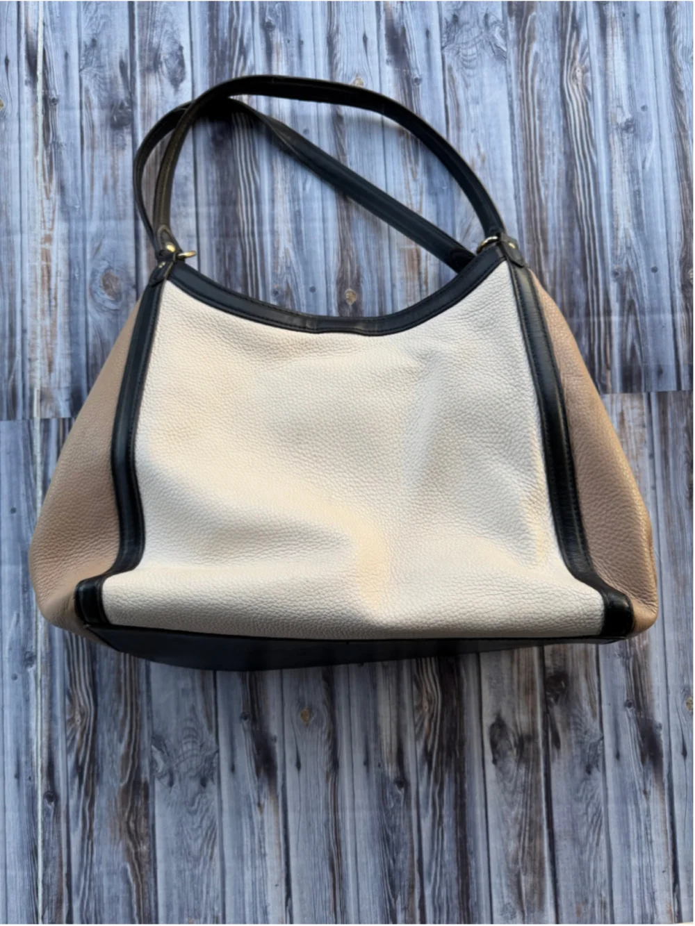 Coach Kristy Shoulder Bag In Colorblock Chalk black tan pebbled leather